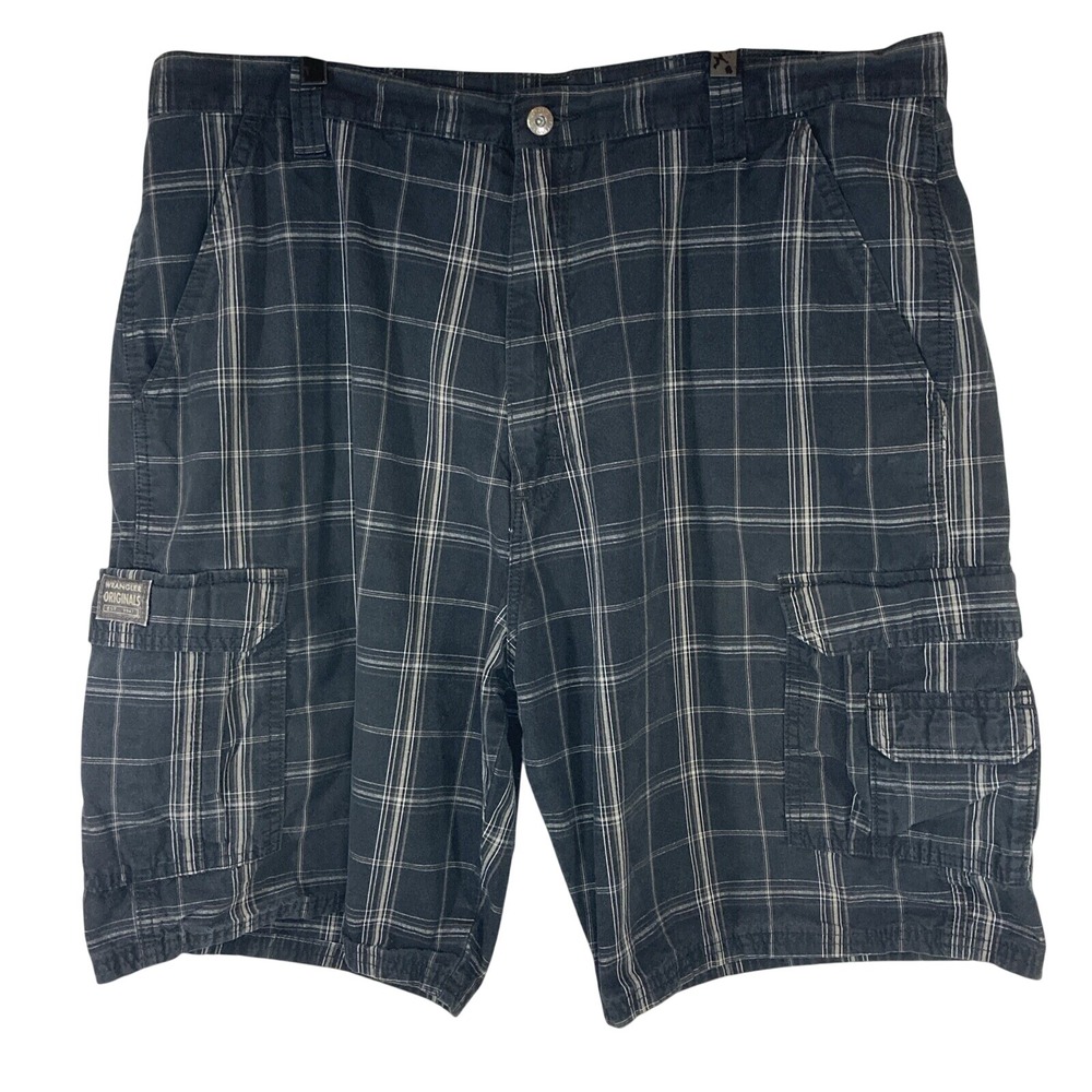 Wrangler Originals 38 Plaid Mens Shorts Black 100% Cotton 6 Pockets